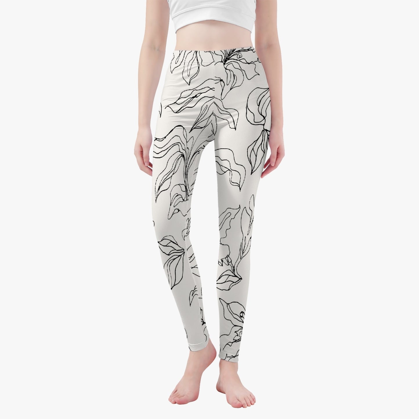 «Outlined Lilies» Yoga Pants