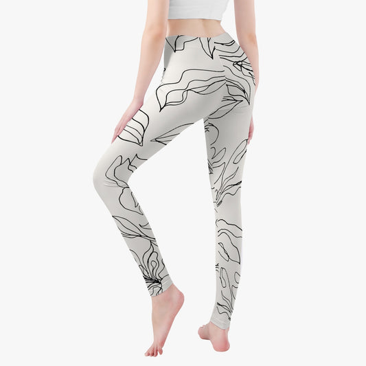«Outlined Lilies» Yoga Pants