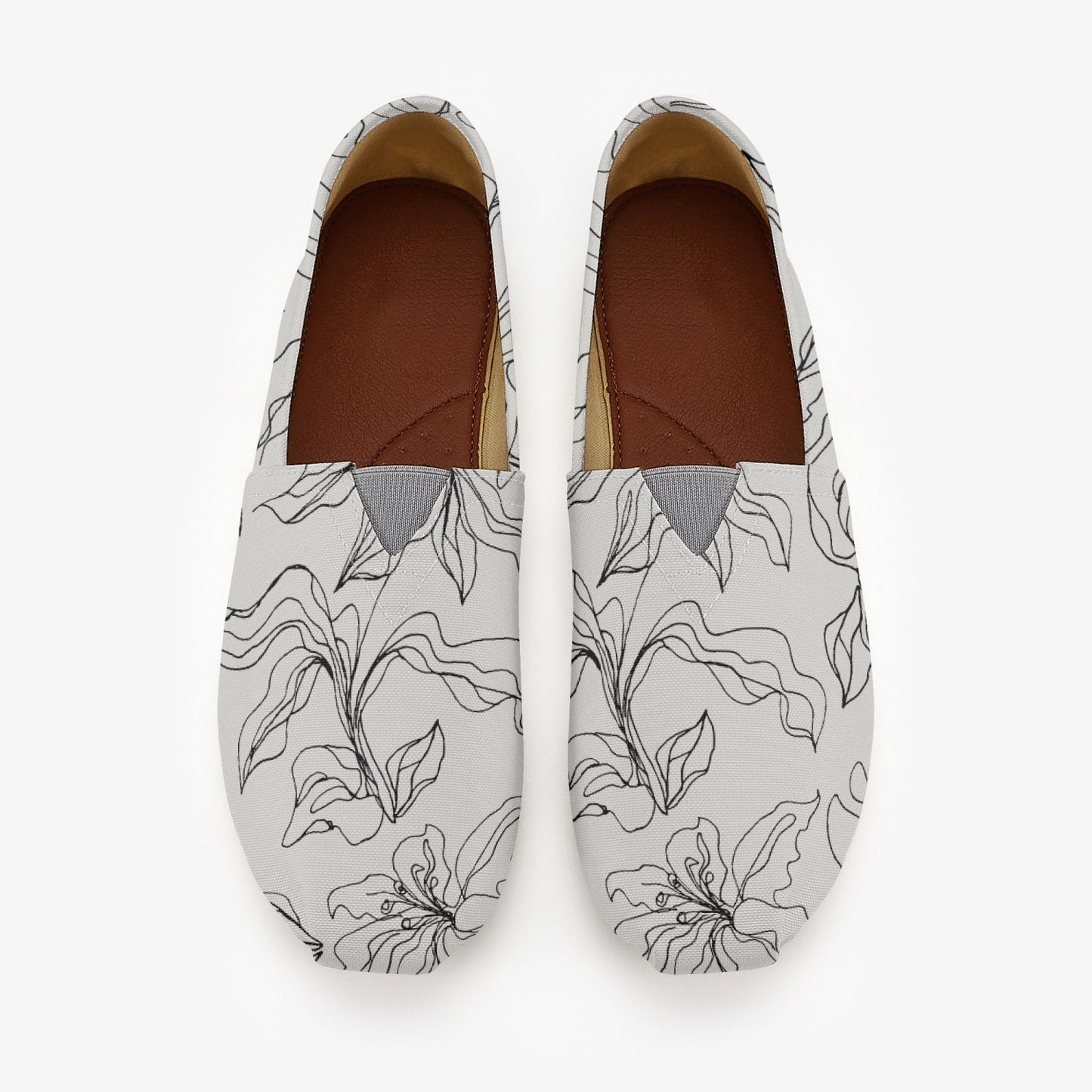 «Outlined Lilies» Canvas Shoes