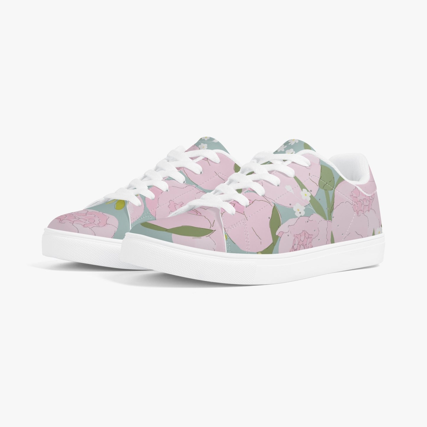 «Pastel Bloom» Low Tops Leather