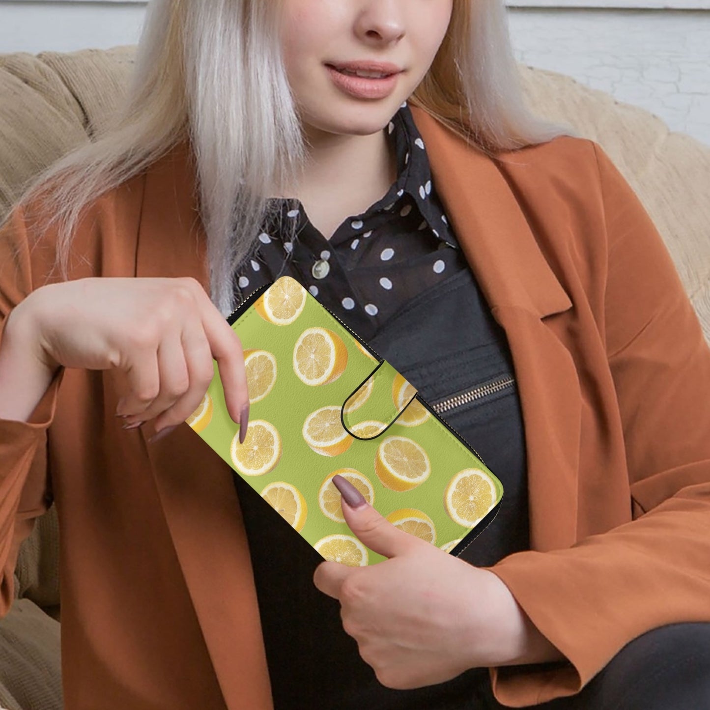 «Lemon Rain» Long Leather Wallet