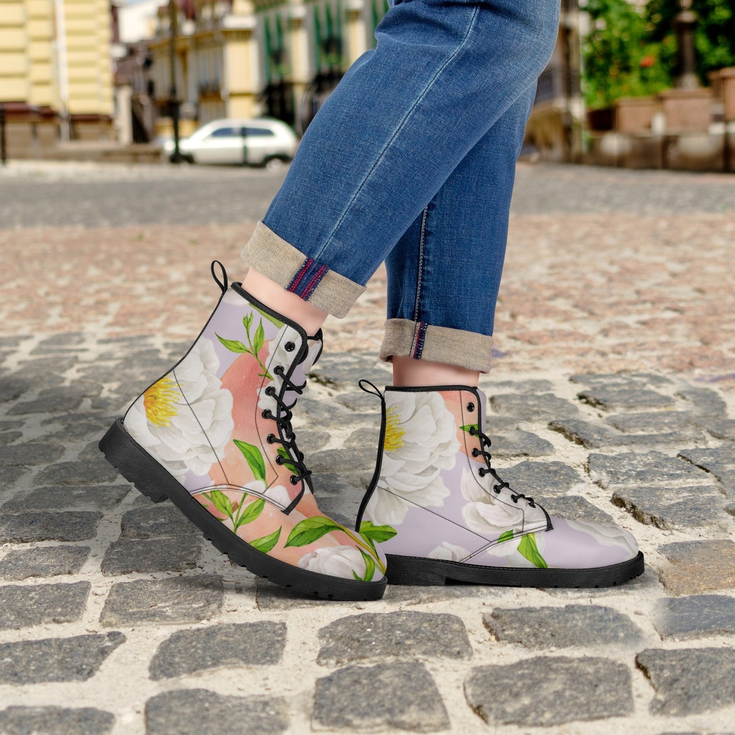 «Violet Floral» Leather Boots